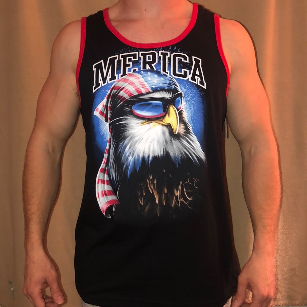 ⭐️Merica ⭐️American Bald Eagle biker tank top✨